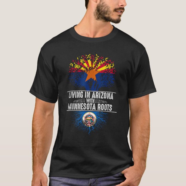 Arizona Home Minnesota Roots State Träd Flagga Shi T Shirt (Framsida)