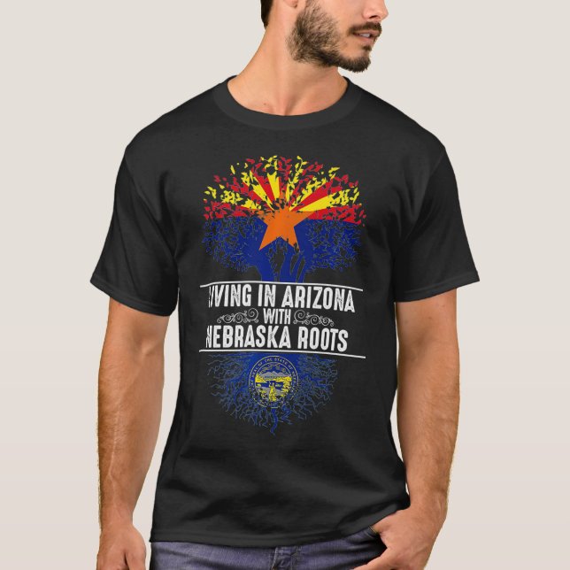 Arizona Home Nebraska Roots State Träd Flagga Kärl T Shirt (Framsida)