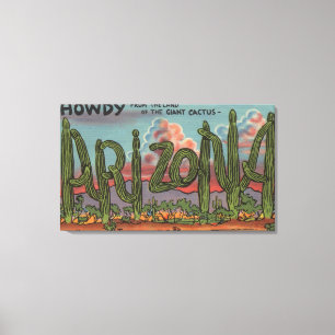 Arizona - Howdy från Arizona i kaktusstilsort Canvastryck