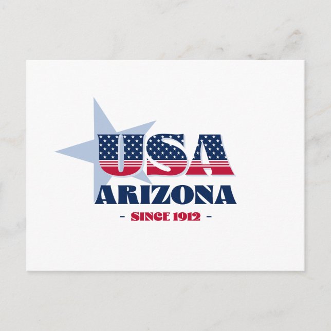 Arizona i rött, vitt och blått vykort (Framsida)
