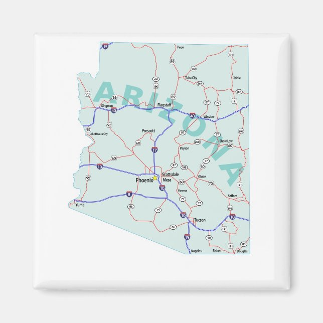 Arizona Interstate Karta Magnet (Framsidan)