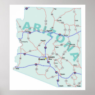 Arizona Interstate kartatryck Poster