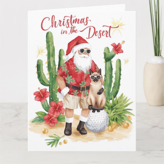 Arizona jul med tomte och kaktus  kort (Framsida)