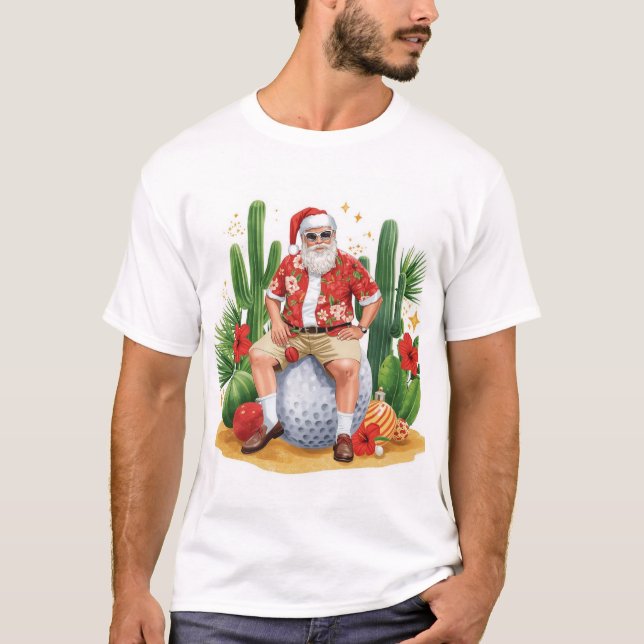 Arizona jul med Tomte på golfboll  T Shirt (Framsida)