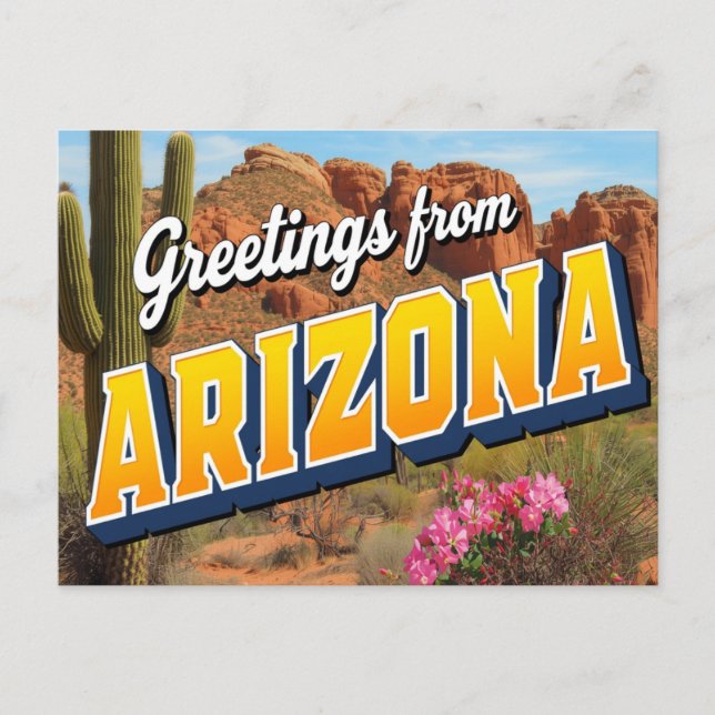 Arizona Kaktus och Öken Vykort (Framsida)
