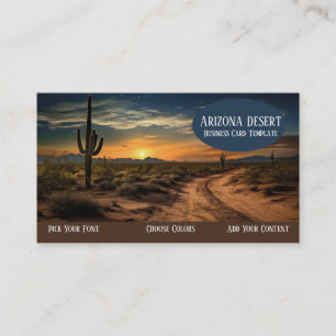 Arizona Kaktus Solnedgång Öken Affärs Kort