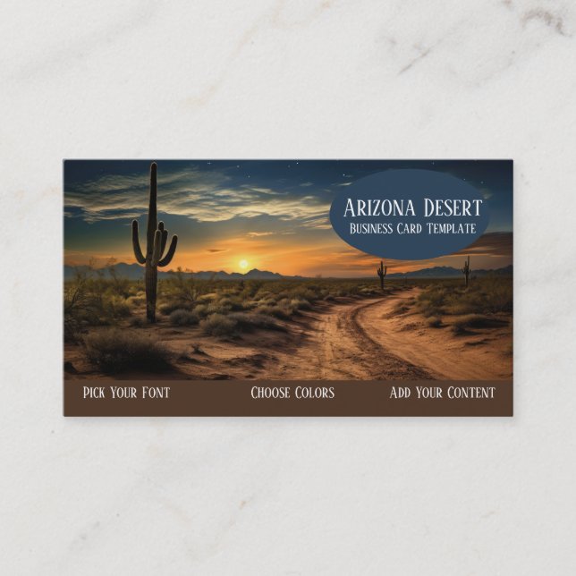 Arizona Kaktus Solnedgång Öken Affärs Kort (Framsida)
