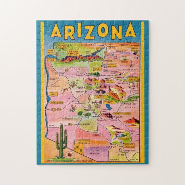 Arizona Karta 11x14 Jigszawa Puzzle Pussel (Vertikal)