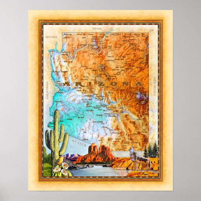 "Arizona Karta" "Arizona Art" Poster (Framsidan)