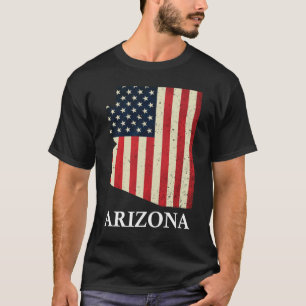 Arizona Karta State American Flagga 4:e juli-Pride T Shirt