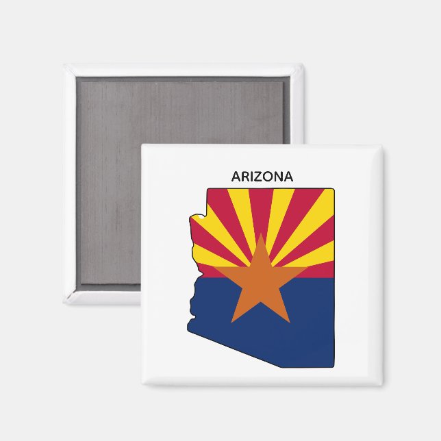 Arizona Karta Statlig flagga Magnet (Front/Back)