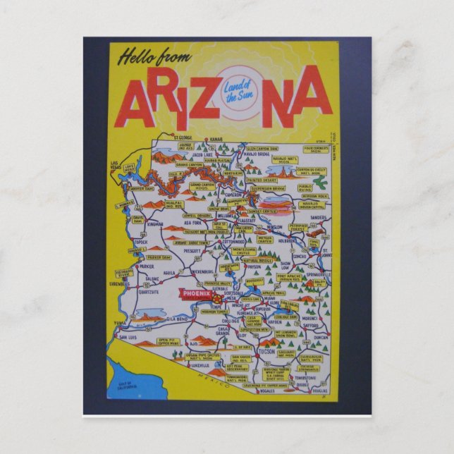 Arizona, Karta Vykort (Framsida)