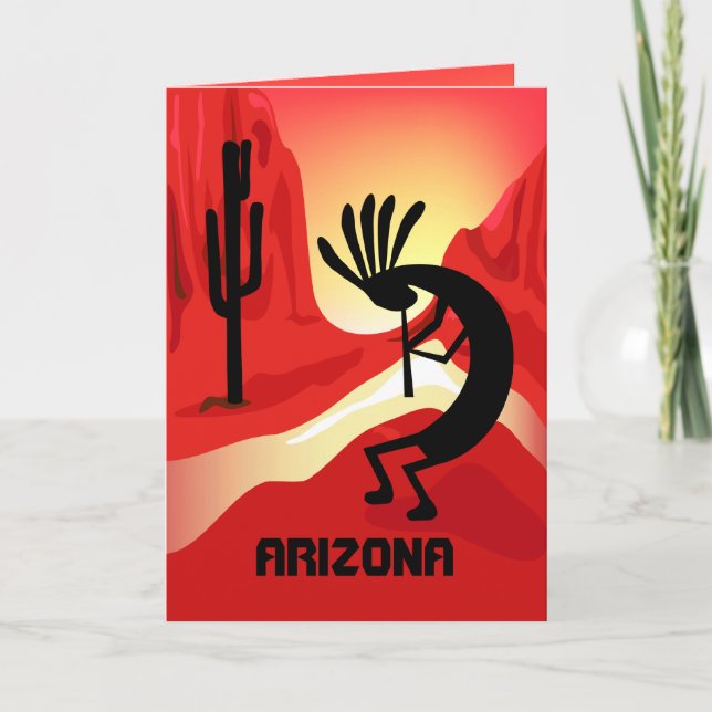 Arizona Kokopelli Sunset Greeting Card Kort (Framsida)