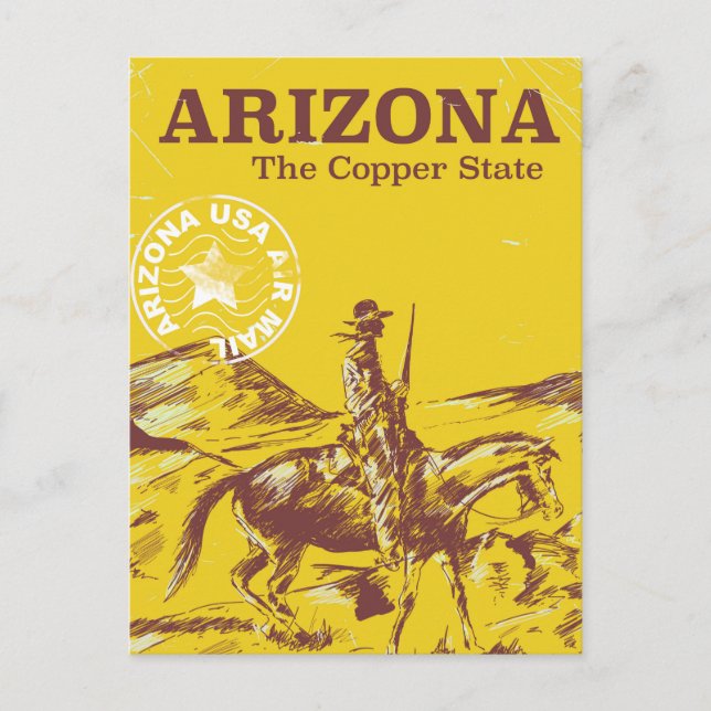 Arizona, kopparstaten vintage resor poster vykort (Framsida)