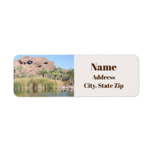 Arizona Landmark Mountain Photo med Sjö Returadress Etikett