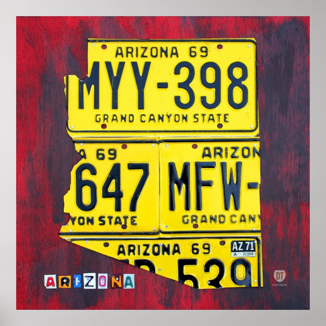 Arizona License Plate Karta Poster (Framsidan)