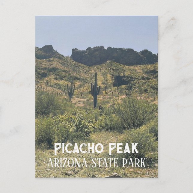 Arizona Ligcape Saguaro Cactus Picacho Peak Park Vykort (Framsida)