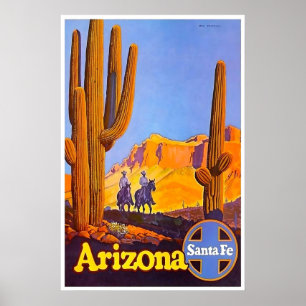 Arizona-målning Santa Fe-reseaffisch Cowboy-konst Poster