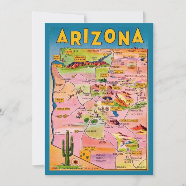 Arizona Map Flat Card (Framsida)