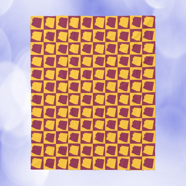 Arizona Maroon and Gold Check Pattern Fleecefilt (A blanket with a pattern of Arizona done in maroon and gold)