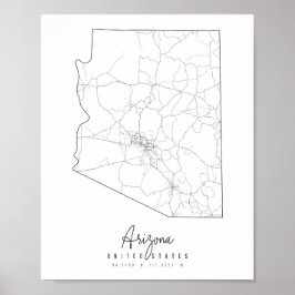 Arizona Minimal Street Karta Poster