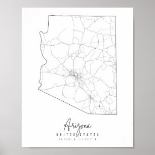 Arizona Minimal Street Karta Poster
