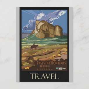 Arizona Mountains Vintage Retro Travel Poster Vykort