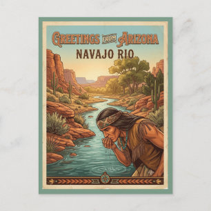 Arizona Native American Hälsningar Retro Vykort