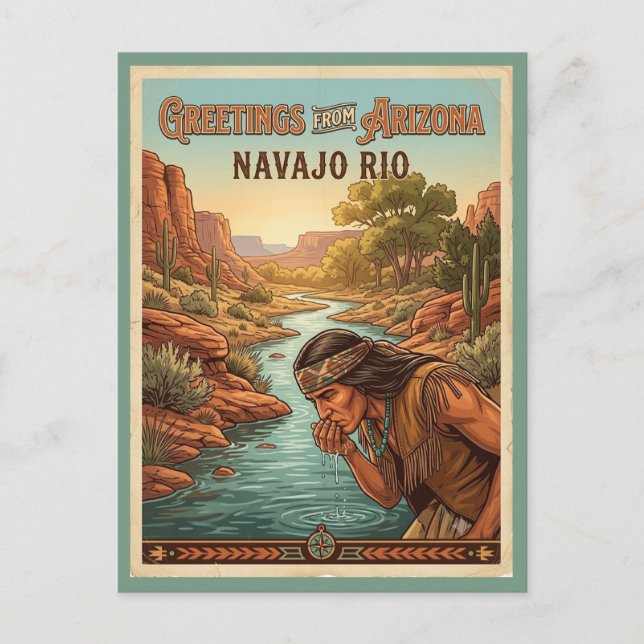 Arizona Native American Hälsningar Retro  Vykort (Framsida)
