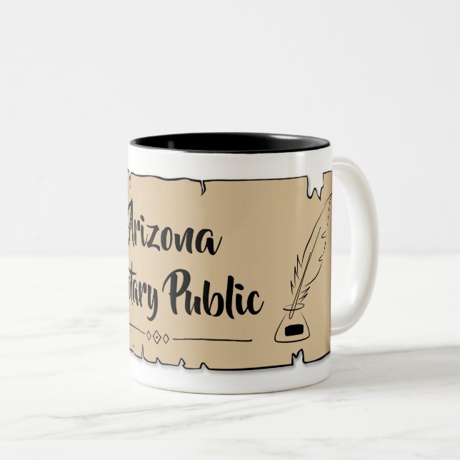 Arizona Notary Public Rulla Feather Quill Två-Tonad Mugg (Framsida höger)