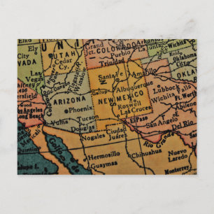 Arizona och New mexico karta Vykort