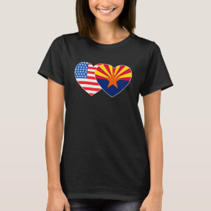 Arizona och USA flagga Twin Heart for Proud Americ T Shirt