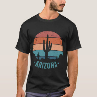 Arizona Öken Saguaro Kaktus Retro Solnedgång Vinta T Shirt