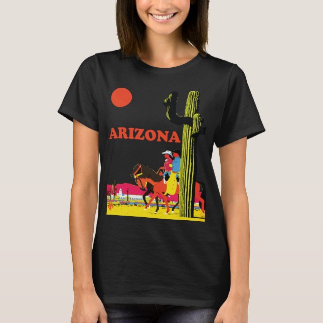 Arizona Öken Saguaro Solnedgång Resa T Shirt (Framsida)