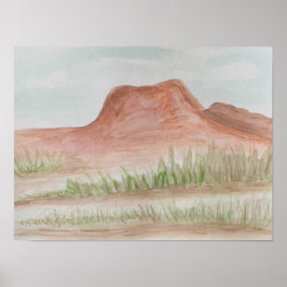 Arizona ökenberglandskap akvarell poster