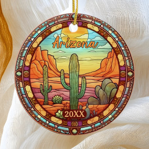 Arizona ökencactus akvarell julgransprydnad keramik