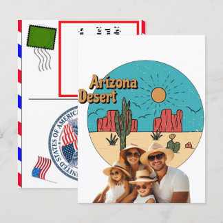 Arizona-ökenvibbar med kaktus och berg helg vykort