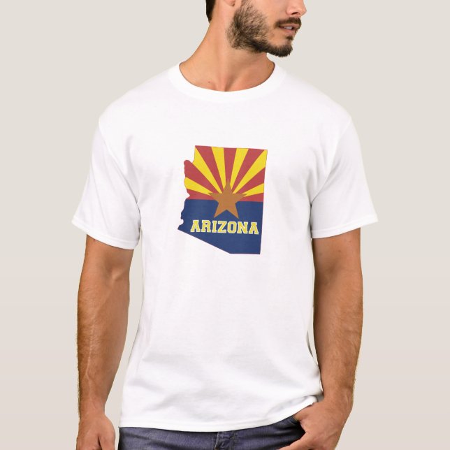 Arizona Outline Karta Shaped Arizonan Statlig flag T-shirt (Framsida)