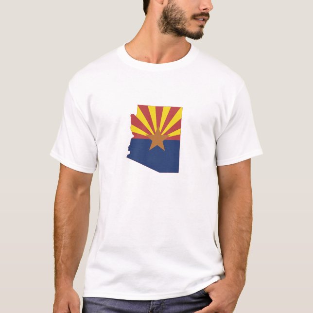 Arizona Outline Karta Shaped Arizonan Statlig flag Tee (Framsida)