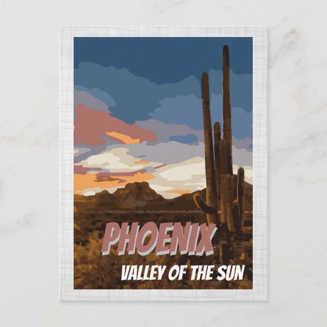 Arizona Phoenix Valley of the Sol Cactus Postcard Vykort (Framsida)