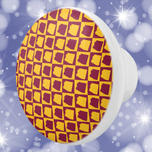 Arizona Pop Art-ruta mörkröd och guld Knopp