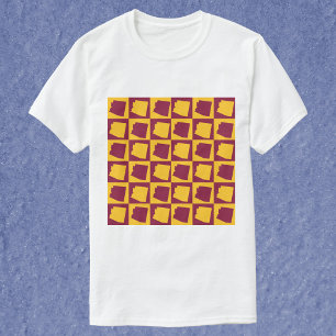 Arizona Pop Art Rutigt Mönster Vinröd Guld T Shirt