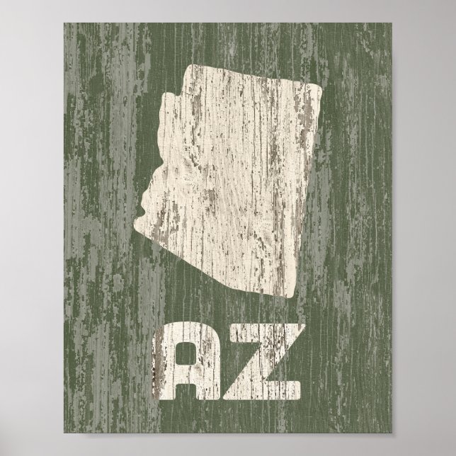 Arizona Poster Rustic Wood State-utskrift (Framsidan)