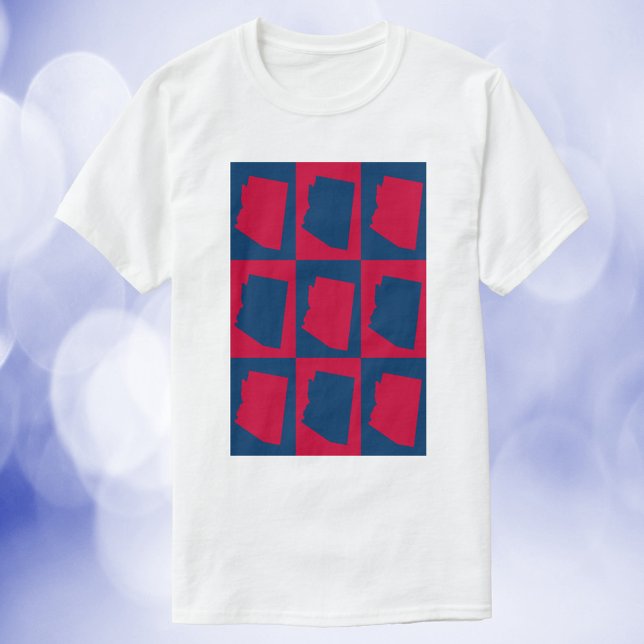 Arizona Red och Blue Mönster T Shirt (A shirt with a red and blue pattern featuring the US State of Arizona.)