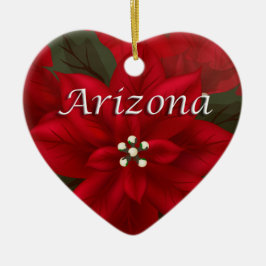 Arizona Red Poinsettia Heart Keepsaké Ornament