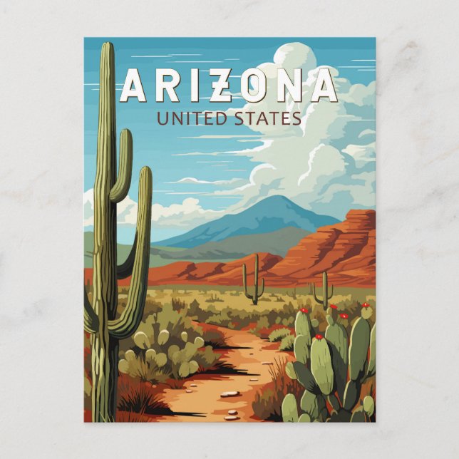 Arizona Resa Konst Vintage Vykort (Framsida)
