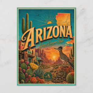 Arizona Retro Resor Minnessaker Postkort Vykort