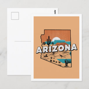 Arizona Retro Travel Design Iconic US Stater Vykort