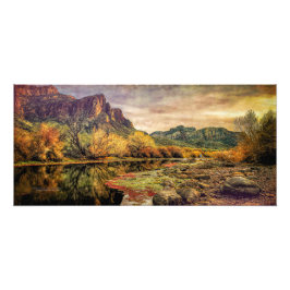 Arizona River Sonoran Desert Mountains 24 tum x 11 Fototryck