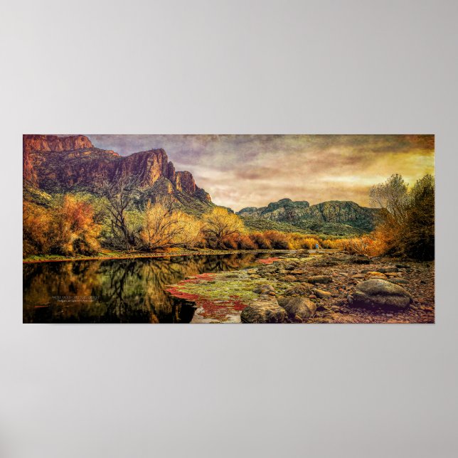 Arizona River Sonoran Desert Mountains 24 tum x 11 Poster (Framsidan)